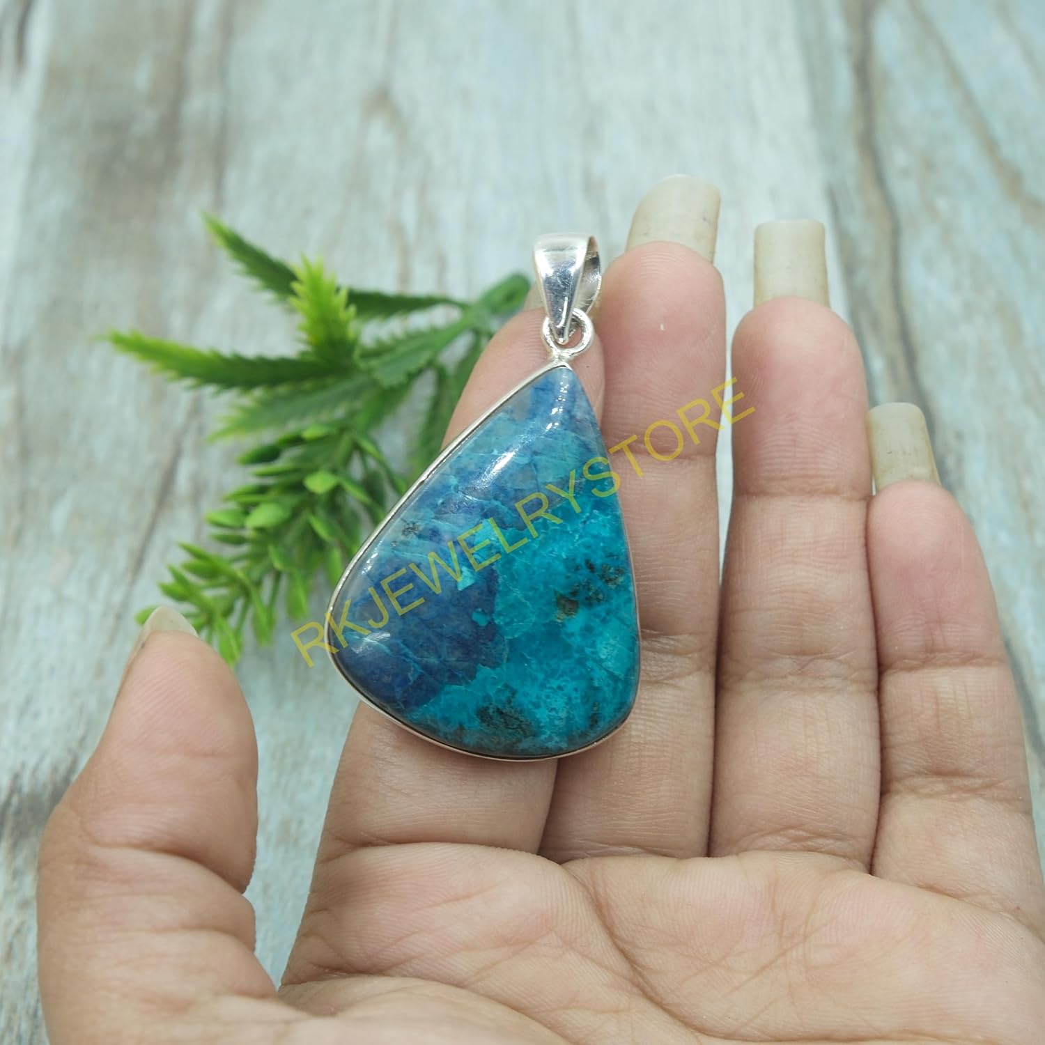 Blue Shattuckite Pendant Pure 925 Sterling Silver Pendant Statement Pendant Necklace Blue Stone Pendant Shattuckite Christmas Gift Jewelry For Her - Image 2