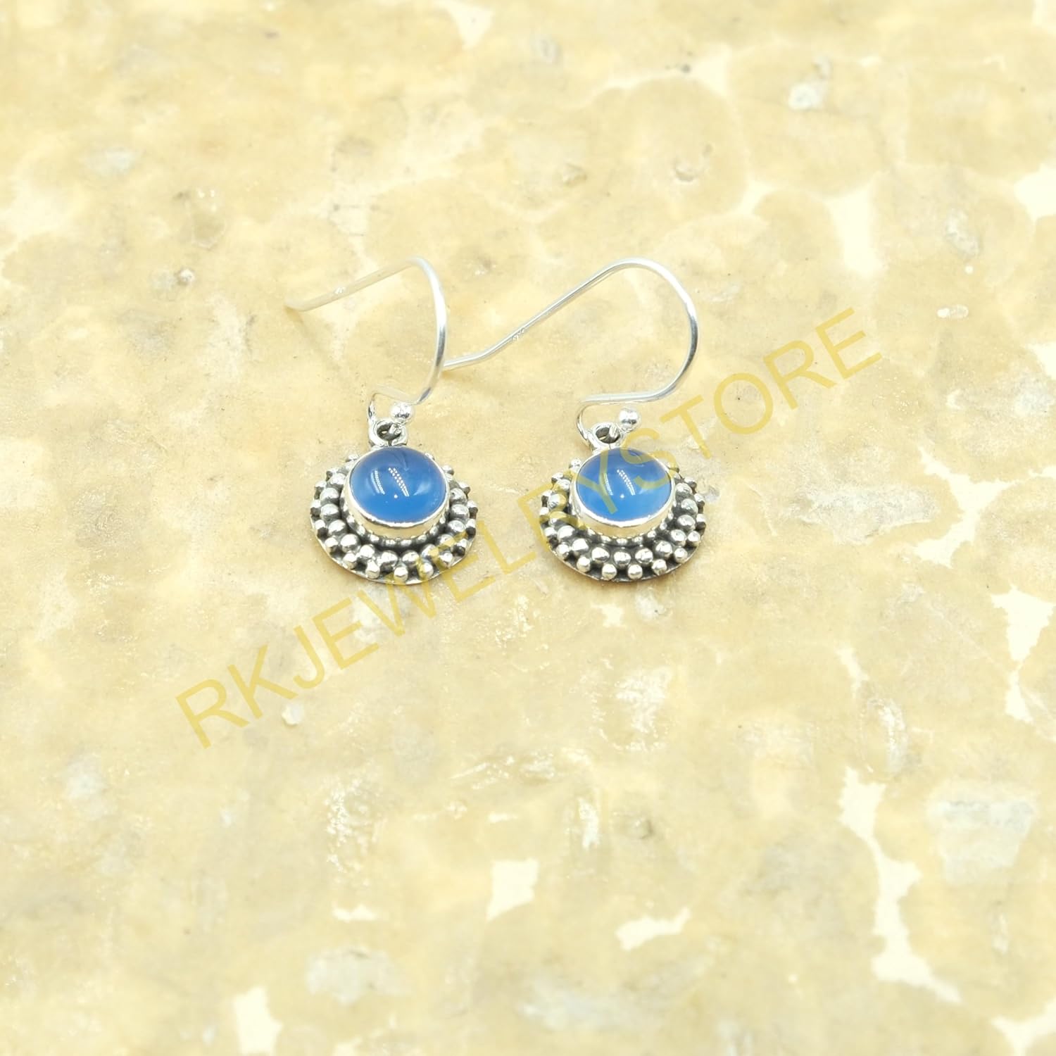 Blue Chalcedony Gemstone Pure 925 Sterling Silver Handmade Dangling Earrings Christmas Gift Jewelry For Her - Image 7