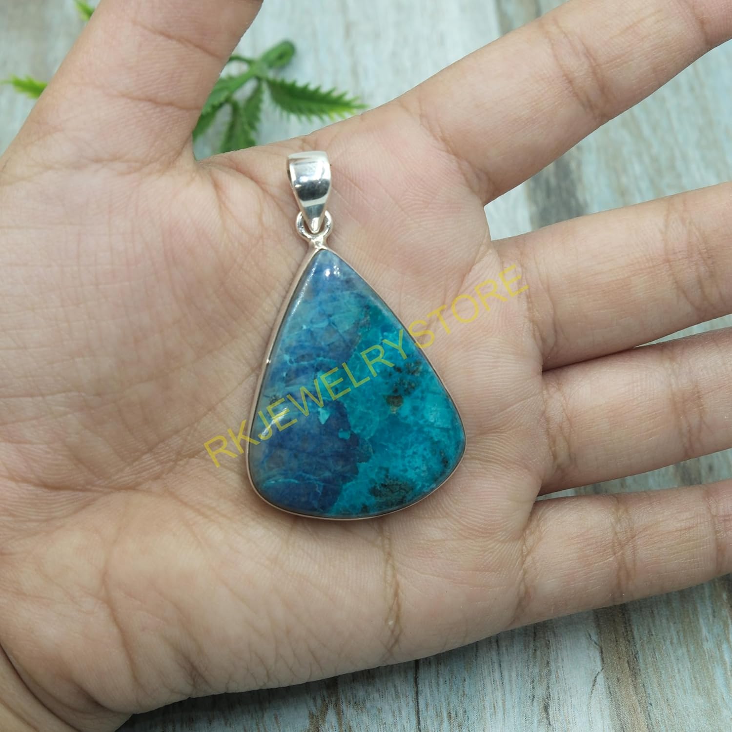 Blue Shattuckite Pendant Pure 925 Sterling Silver Pendant Statement Pendant Necklace Blue Stone Pendant Shattuckite Christmas Gift Jewelry For Her - Image 4