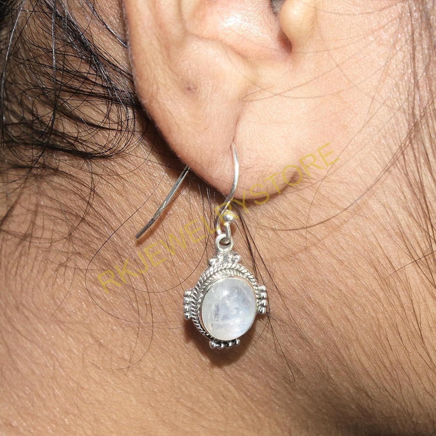 Blue Rainbow Moonstone Pure 925 Sterling Silver Handmade Design Drop Dangle Earrings Moonstone Jewelry Earrings For Women Birthday Anniversary Gift Jewelry For Wife Mom Girlfriend - Image 4