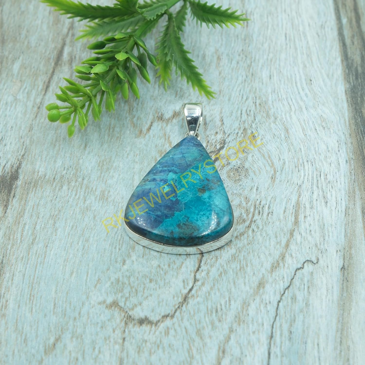 Blue Shattuckite Pendant Pure 925 Sterling Silver Pendant Statement Pendant Necklace Blue Stone Pendant Shattuckite Christmas Gift Jewelry For Her - Image 7