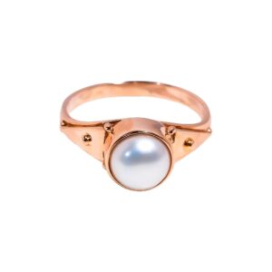Freshwater Pearl Pure 925 Sterling Silver Rose Gold Plated Handmade Engagement Ring Gift Jewellery For Wife Mom Girlfriend (J)