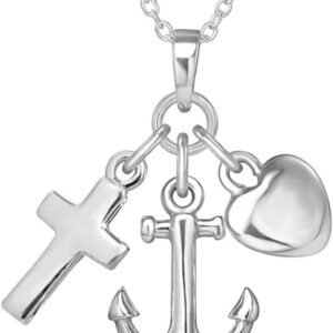 Alexander Castle 925 Sterling Silver Faith, Hope, Love Pendant Necklace with 18" Silver Chain & Jewellery Gift Box