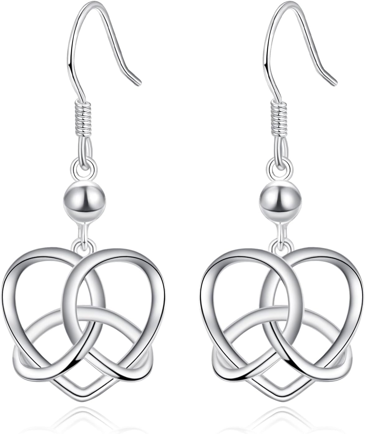 KINGWHYTE Celtic Earrings 925 Sterling Silver Irish Celtic Knot Earrings Heart Dangle Earrings Jewellry Birthday Christmas Valentine's Day Gifts for Women Girls