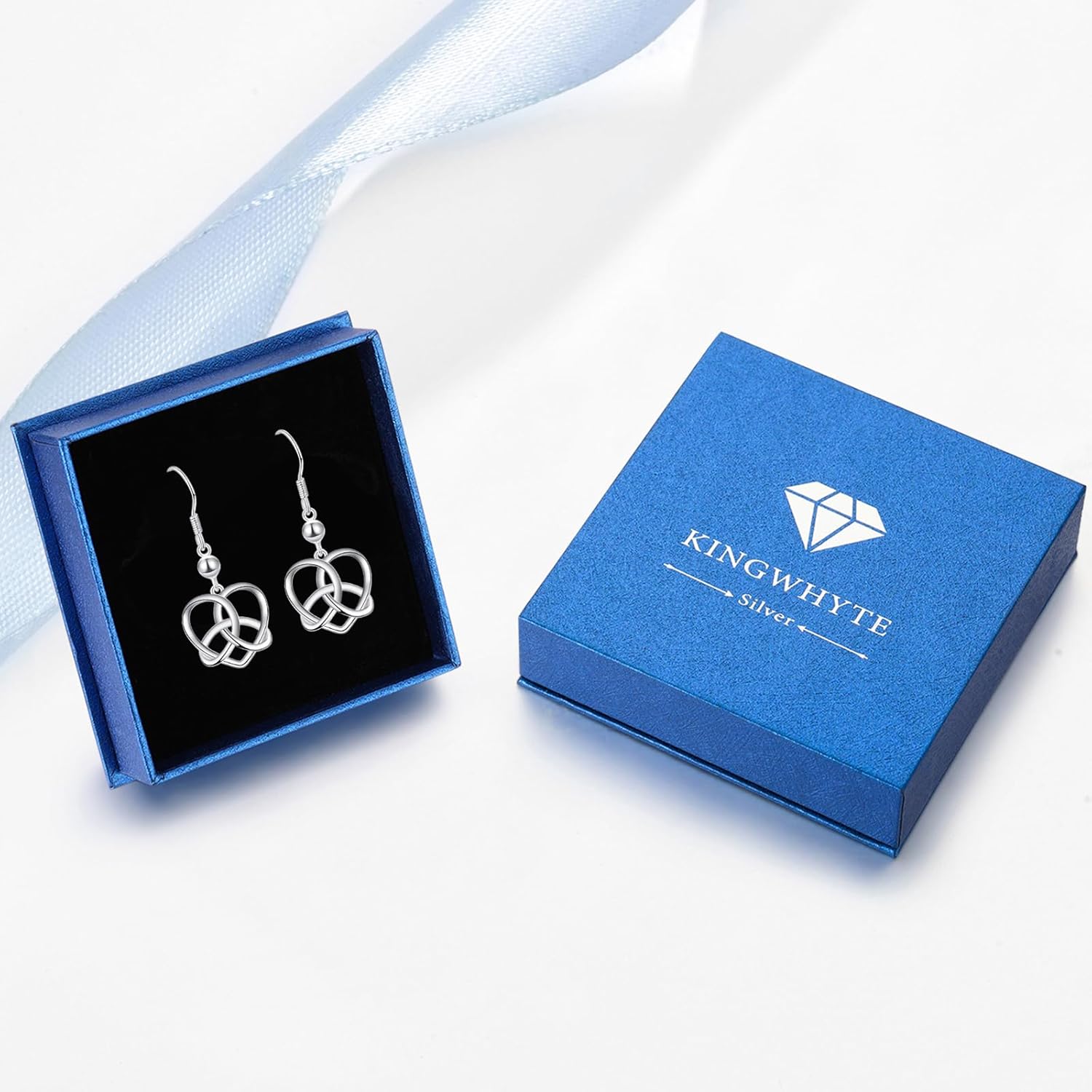 KINGWHYTE Celtic Earrings 925 Sterling Silver Irish Celtic Knot Earrings Heart Dangle Earrings Jewellry Birthday Christmas Valentine's Day Gifts for Women Girls - Image 7