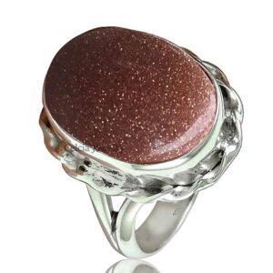 Genuine Sunstone Gemstone Oval Ring, Pure 925 Sterling Silver Statement Ring, Everyday Ring, Amazing Handmade Jewelry for Women (sunstone, Size 9.5)