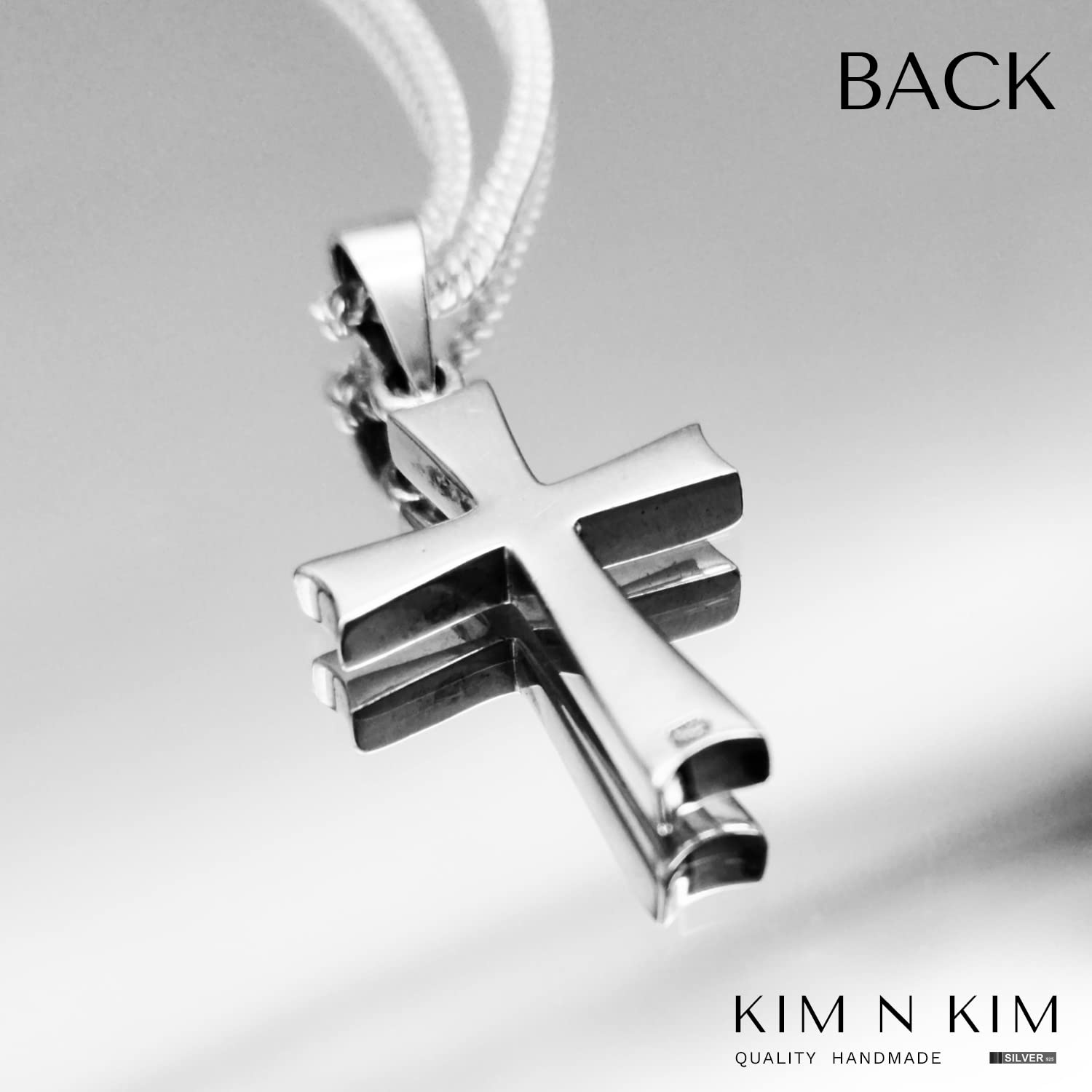 Genuine 925 Sterling Silver Personalised Plain Thick Cross Pendant Necklace/Gifts Ideas For Him, Her and Kids/Free Engraving Service/Quality Handmade Silver - KIMNKIM D4-2 - Image 3