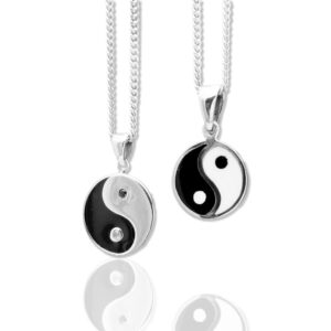 Yin Yang Necklace with Free Engraving – Handmade Symbol of Balance & Harmony, Personalised Pendant, 925 Silver Jewellery, Unisex Gift Idea - KIMNKIM L10-1,2(Design 1)
