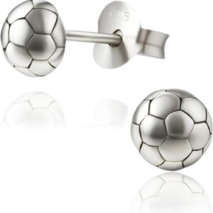 Football/Soccer Stud Earrings/Pair of Ear Studs for Children Kids Boys Girls Teenagers Women - 925 Sterling Silver - Ideal Small Children's Earrings - 5MM 7.5MM
