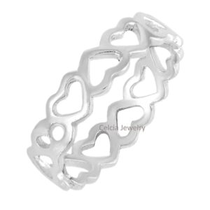 Heart Band Hallow Heart Engravable Heart Shape Spinner Band Ring, Pure 925 Sterling Silver Delicate Ring, Love Ring, Beautiful Engagement Wedding Birthday Gifts (US Ring size 12)