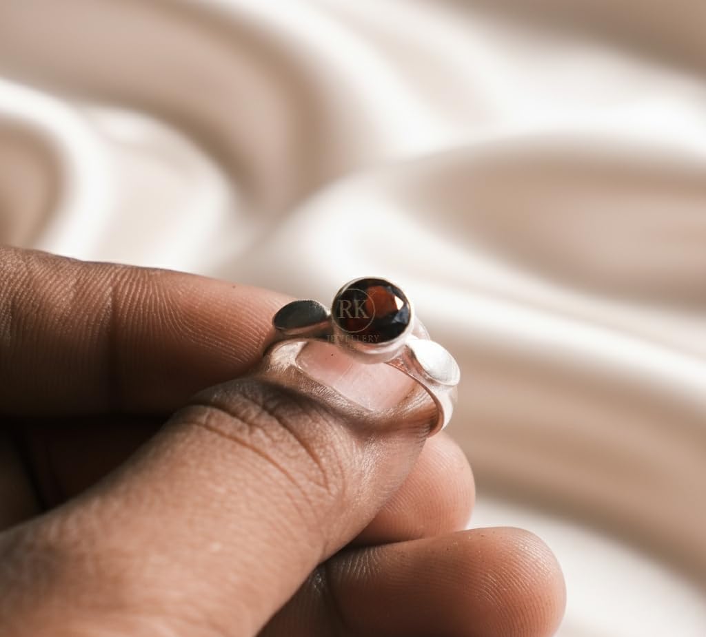 Unique Red Garnet Pure 925 Sterling Silver Handmade Boho Promise Cut Stone Ring Gift Jewellery For Wife Mom (P) - Image 2