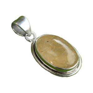 Golden Rutile Quartz Pure 925 Sterling Silver Handmade Gemstone Pendant Gift Jewellery For Women