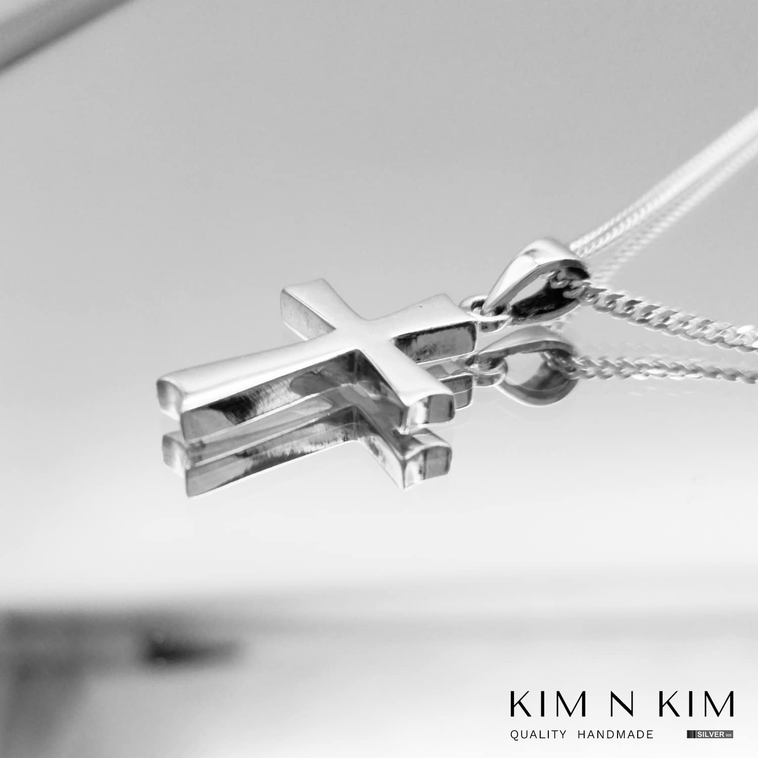 Genuine 925 Sterling Silver Personalised Plain Thick Cross Pendant Necklace/Gifts Ideas For Him, Her and Kids/Free Engraving Service/Quality Handmade Silver - KIMNKIM D4-2 - Image 4