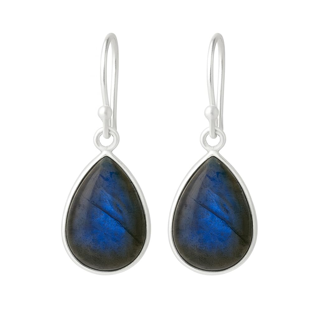 Blue Labradorite Gemstone Pure 925 Sterling Silver Handmade Earrings Labradorite Gift Jewellery For Women
