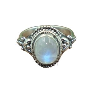 Blue Moonstone Pure 925 Sterling Silver Promise Engagement Ring Gift Jewellery For Wife Mom Girlfriend (P)