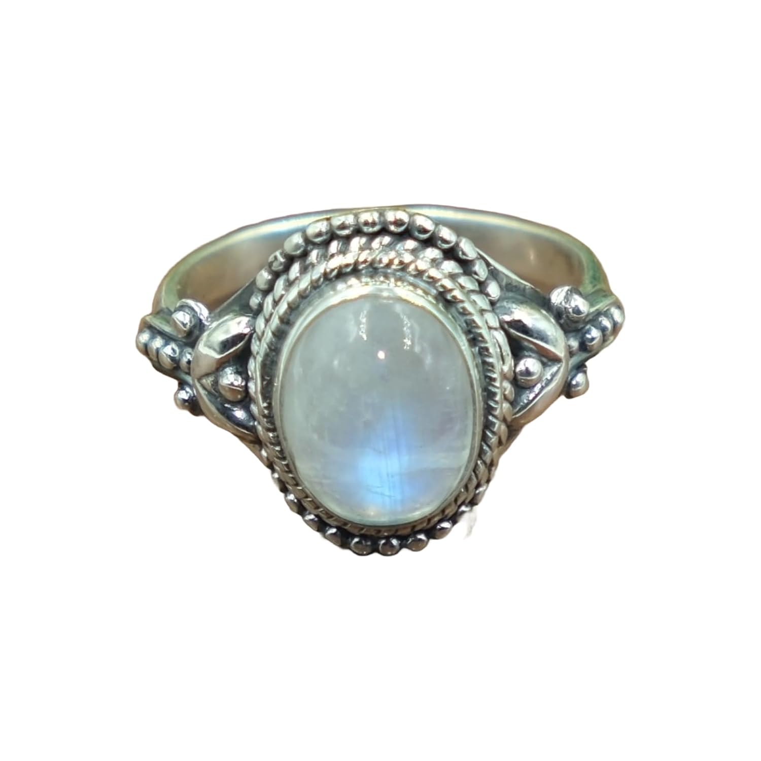 Blue Moonstone Pure 925 Sterling Silver Promise Engagement Ring Gift Jewellery For Wife Mom Girlfriend (P)