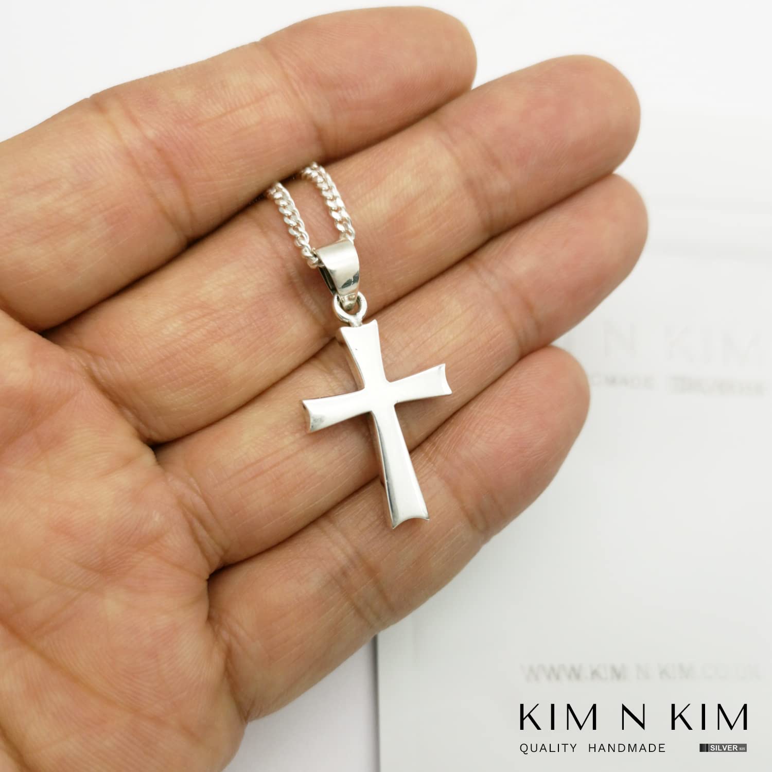 Genuine 925 Sterling Silver Personalised Plain Thick Cross Pendant Necklace/Gifts Ideas For Him, Her and Kids/Free Engraving Service/Quality Handmade Silver - KIMNKIM D4-2 - Image 5