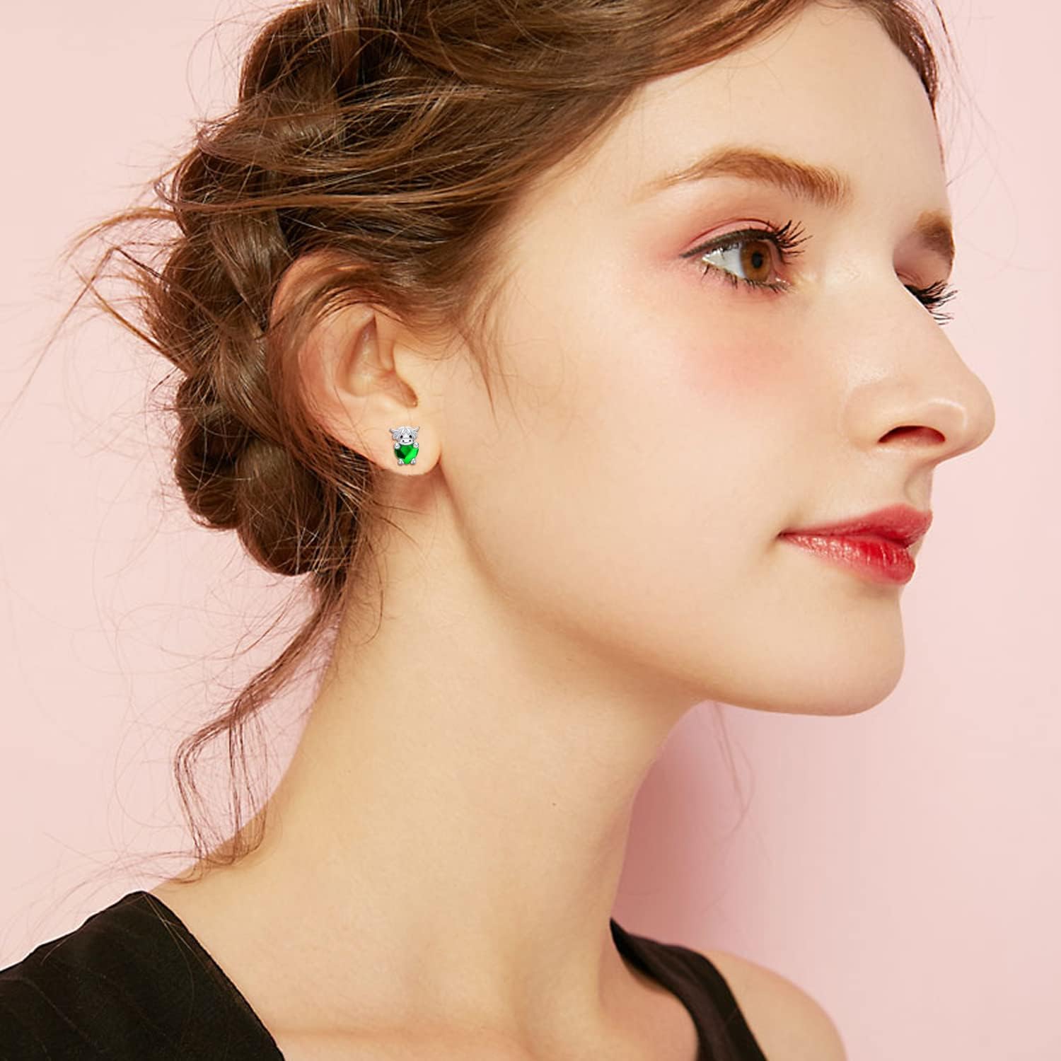 Highland Cow Earrings 925 Sterling Silver Birthstone Earrings Cute Animal Scottish Cow Stud Earrings with Crystal Jewellery Birthday Gifts for Women Girls Daughter - Image 6