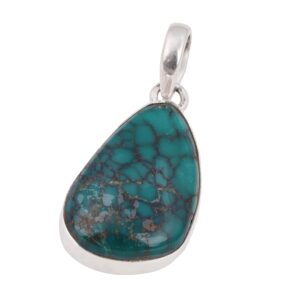 Tibetan Turquoise Pendant Pure 925 Sterling Silver Pendant Handmade Gemstone Pendant Christmas Gifts for Women