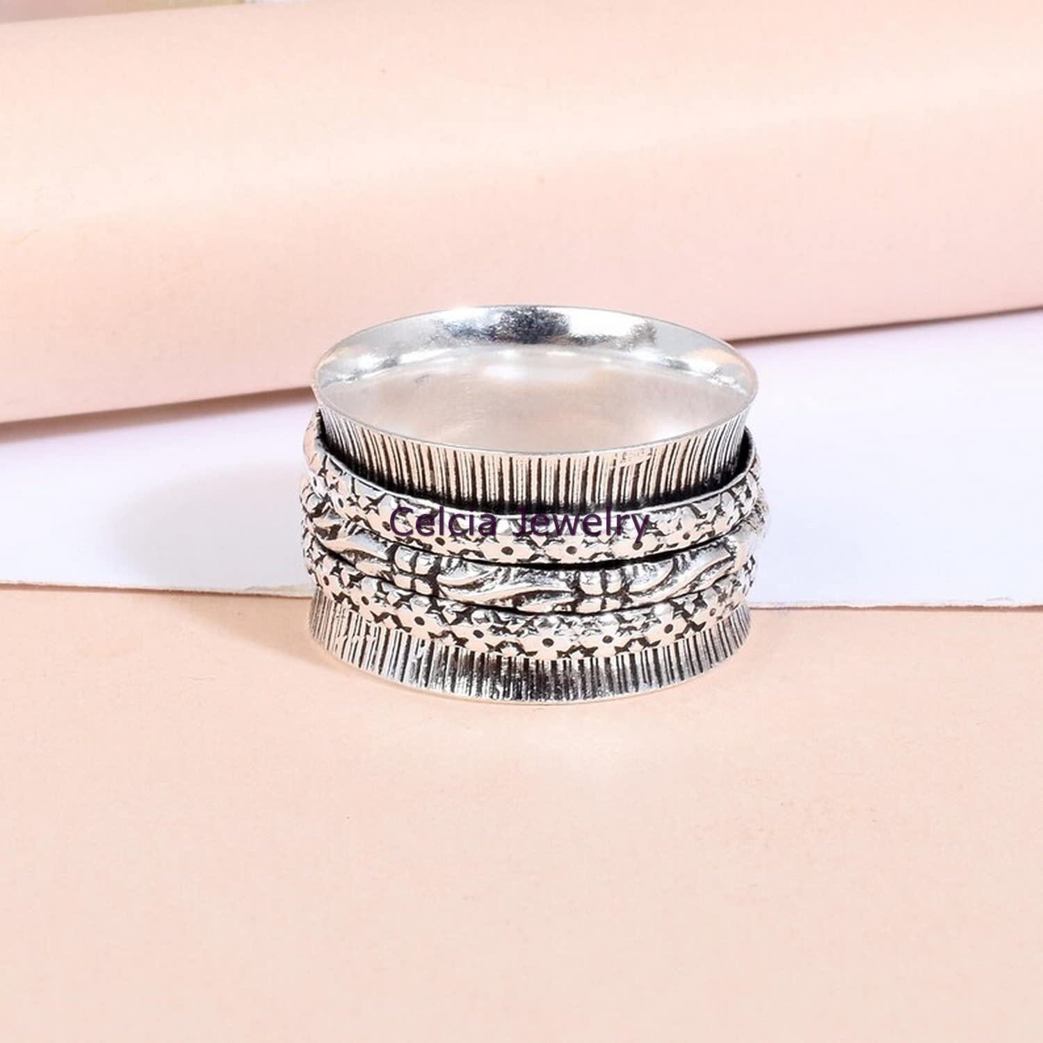 Most Popular Spinner Ring, Pure 925 Sterling Silver Spinning Jewelry, Anxiety Ring, Worry Ring, Meditation Ring, Delicate Ring, Statement Ring, Super Vintage Ring (US Ring size 5) - Image 3