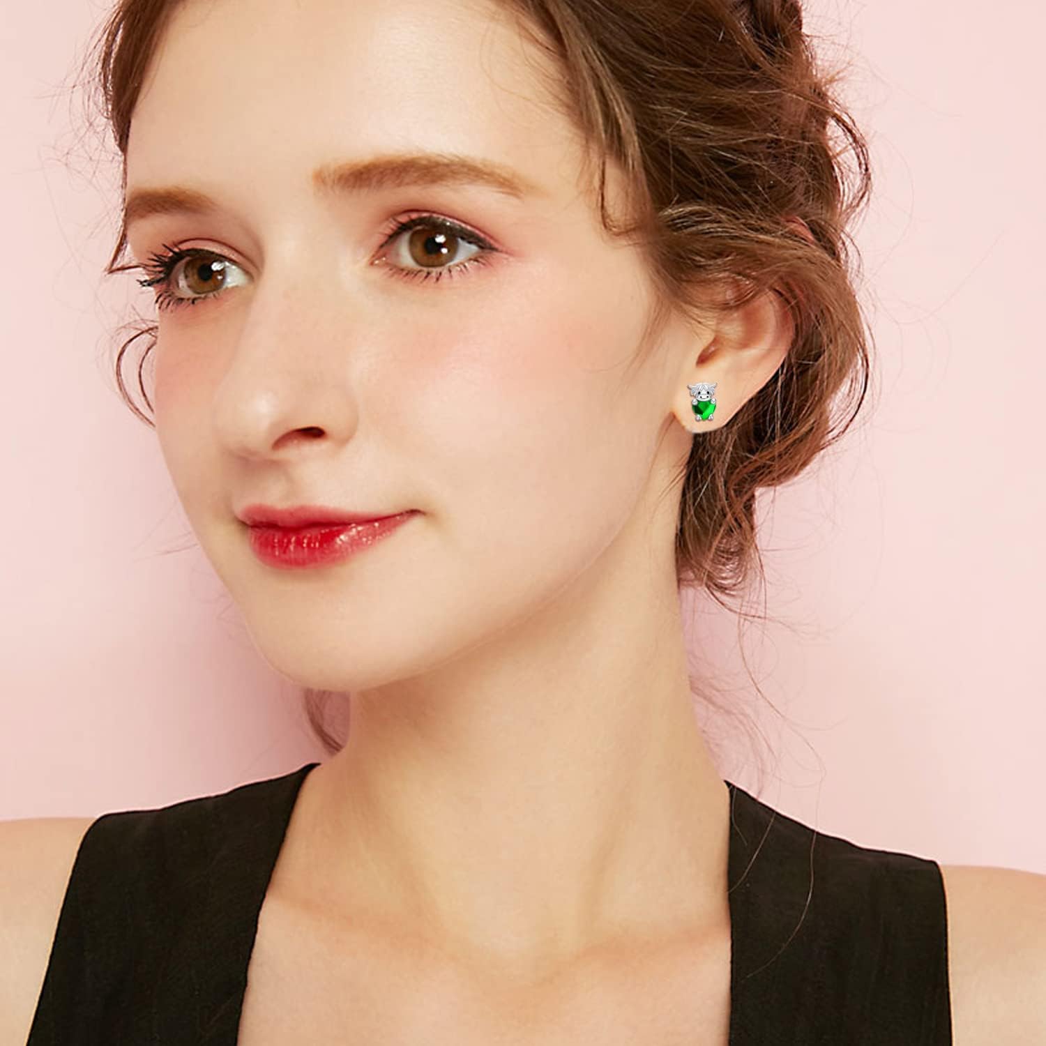 Highland Cow Earrings 925 Sterling Silver Birthstone Earrings Cute Animal Scottish Cow Stud Earrings with Crystal Jewellery Birthday Gifts for Women Girls Daughter - Image 5