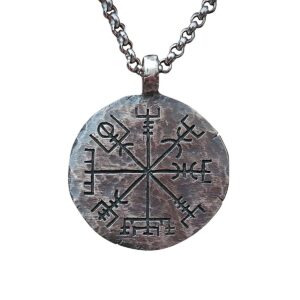Baldur Jewelry - 999 Pure Silver Viking Compass Necklace Vegvisir Pendant Hand Hammered Norse Jewelry Necklace - Viking Gifts for Men - Viking Jewelry for Men - Viking Necklace