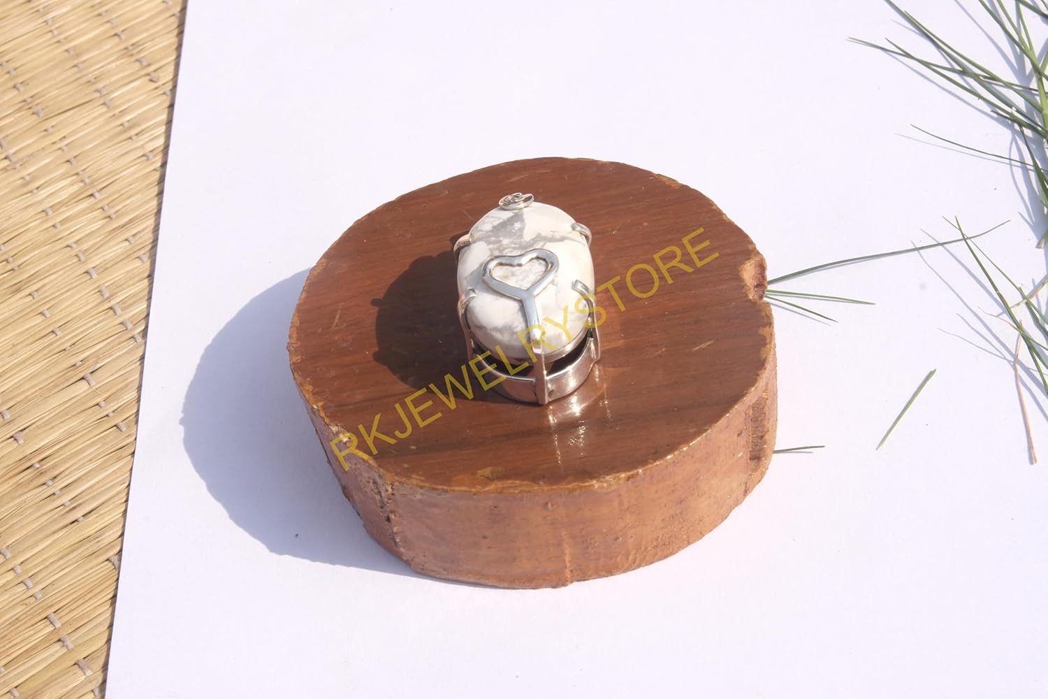 White Howlite Stone Pendant Pure 925 Sterling Silver Statement Pendant Howlite Jewelry Birthday Gift Jewelry For Women - Image 4