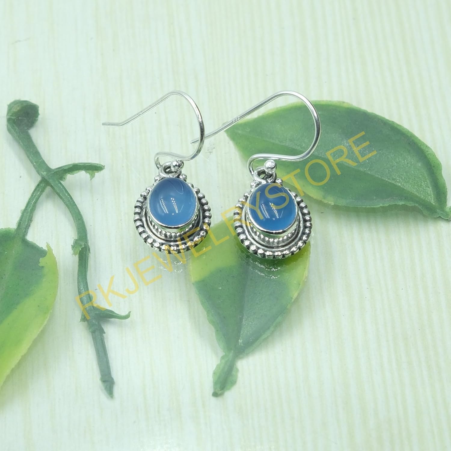 Blue Chalcedony Pure 925 Sterling Silver Handmade Dangle Earrings Chalcedony Jewelry Valentines Day Gift Jewelry For Women - Image 5