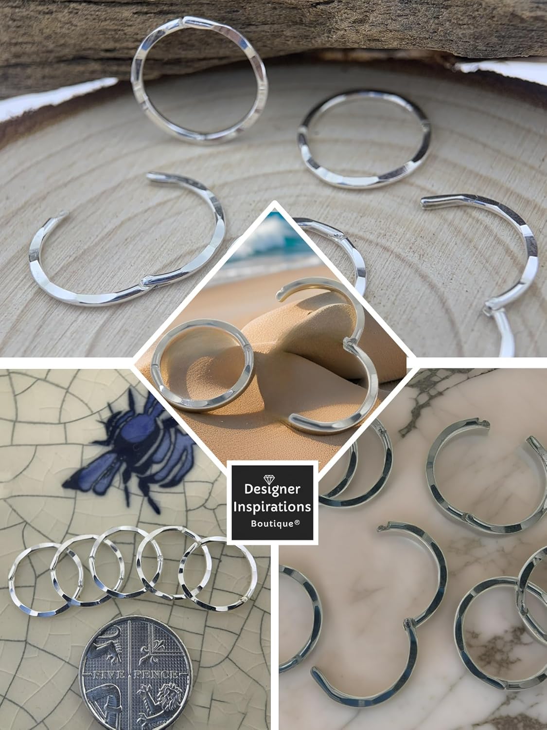 13MM Diamond Cut Square/Flat Edged Tube Half Hinged Sterling Silver Sleeper Hoop Earrings for Women Men Girls - Polished Unisex Round Hoop Earrings - Image 3