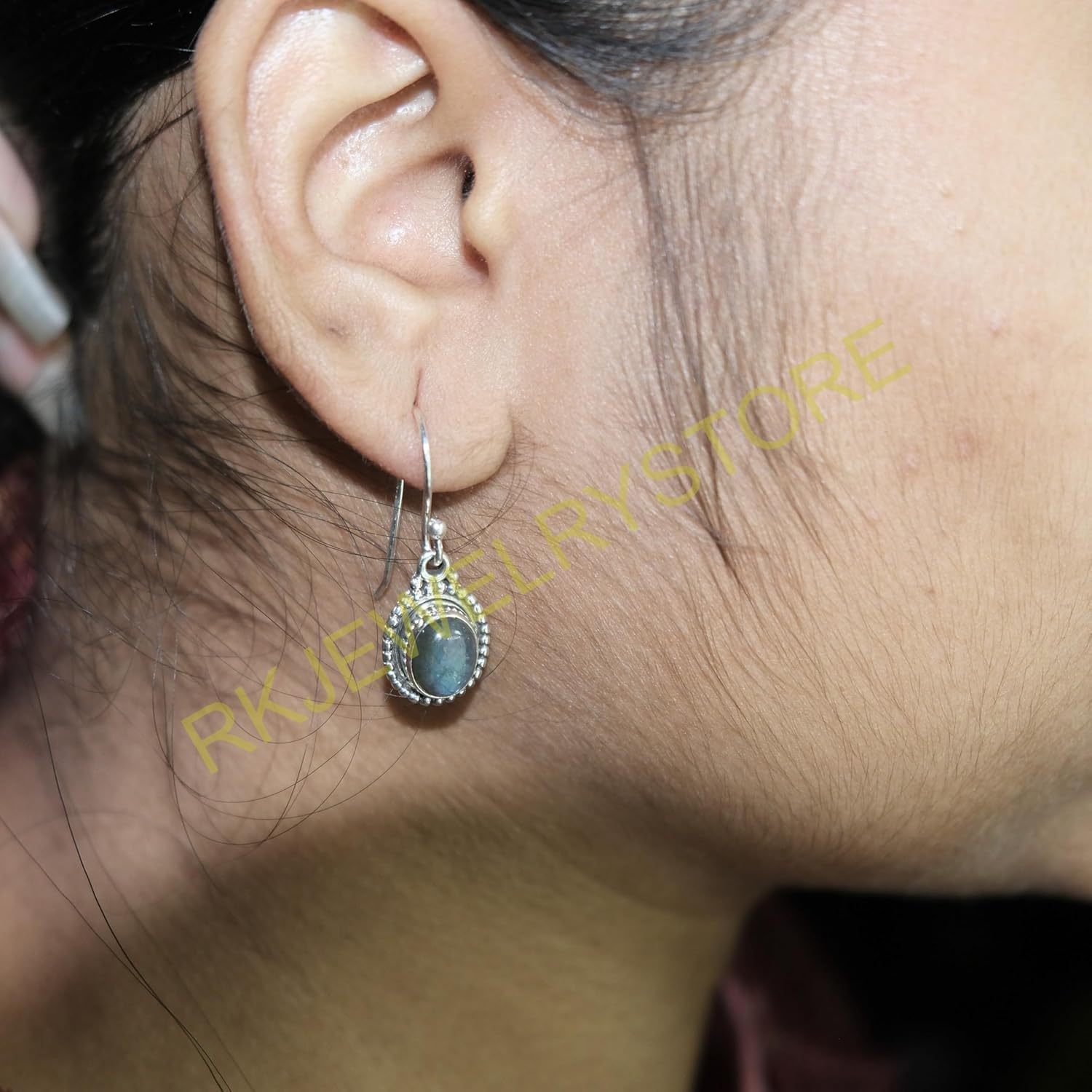 Blue Labradorite Stone Pure 925 Sterling Silver Handmade Earrings Anniversary Gift Jewelry For Women - Image 4