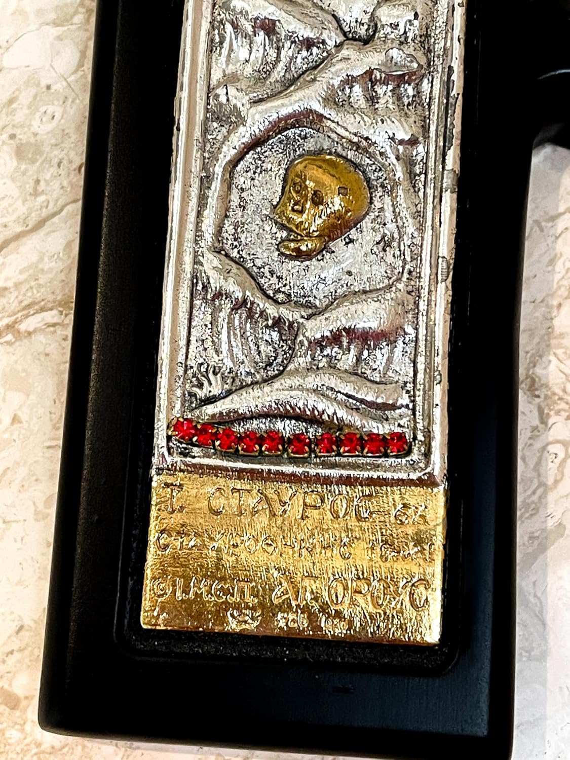 1980 Vintage Cross Pure Gold Solid Sterling 925 Orthodox Cross Jesus Christ Cross for wall Antique Crucifix Wall Cross Christian House Warming gifts Original Mount Athos ЦР҃Ь СЛ҃ВЫ 12" Unique - Image 2