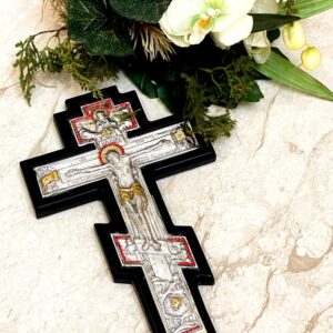 1980 Vintage Cross Pure Gold Solid Sterling 925 Orthodox Cross Jesus Christ Cross for wall Antique Crucifix Wall Cross Christian House Warming gifts Original Mount Athos ЦР҃Ь СЛ҃ВЫ 12" Unique
