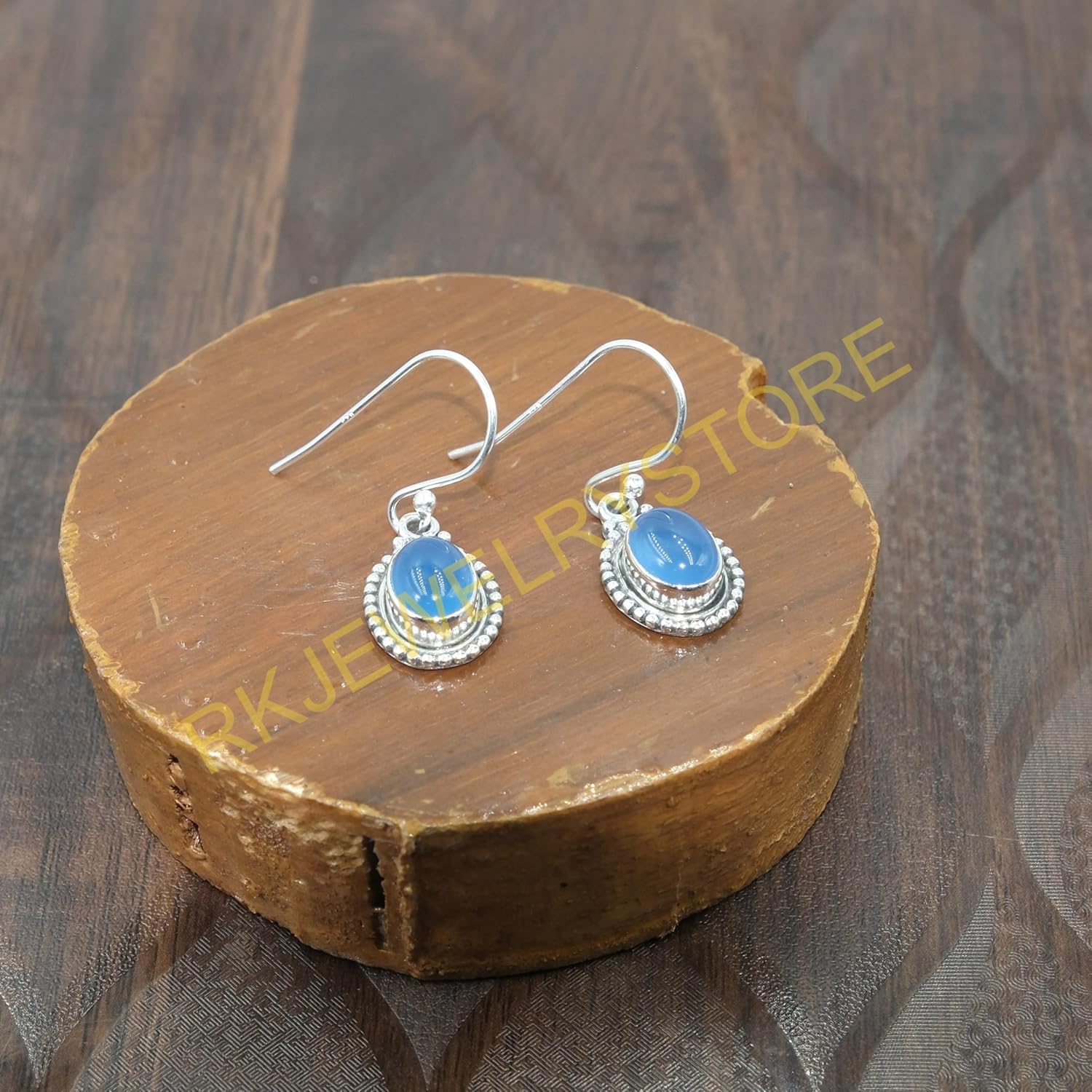 Blue Chalcedony Pure 925 Sterling Silver Handmade Dangle Earrings Chalcedony Jewelry Valentines Day Gift Jewelry For Women - Image 7