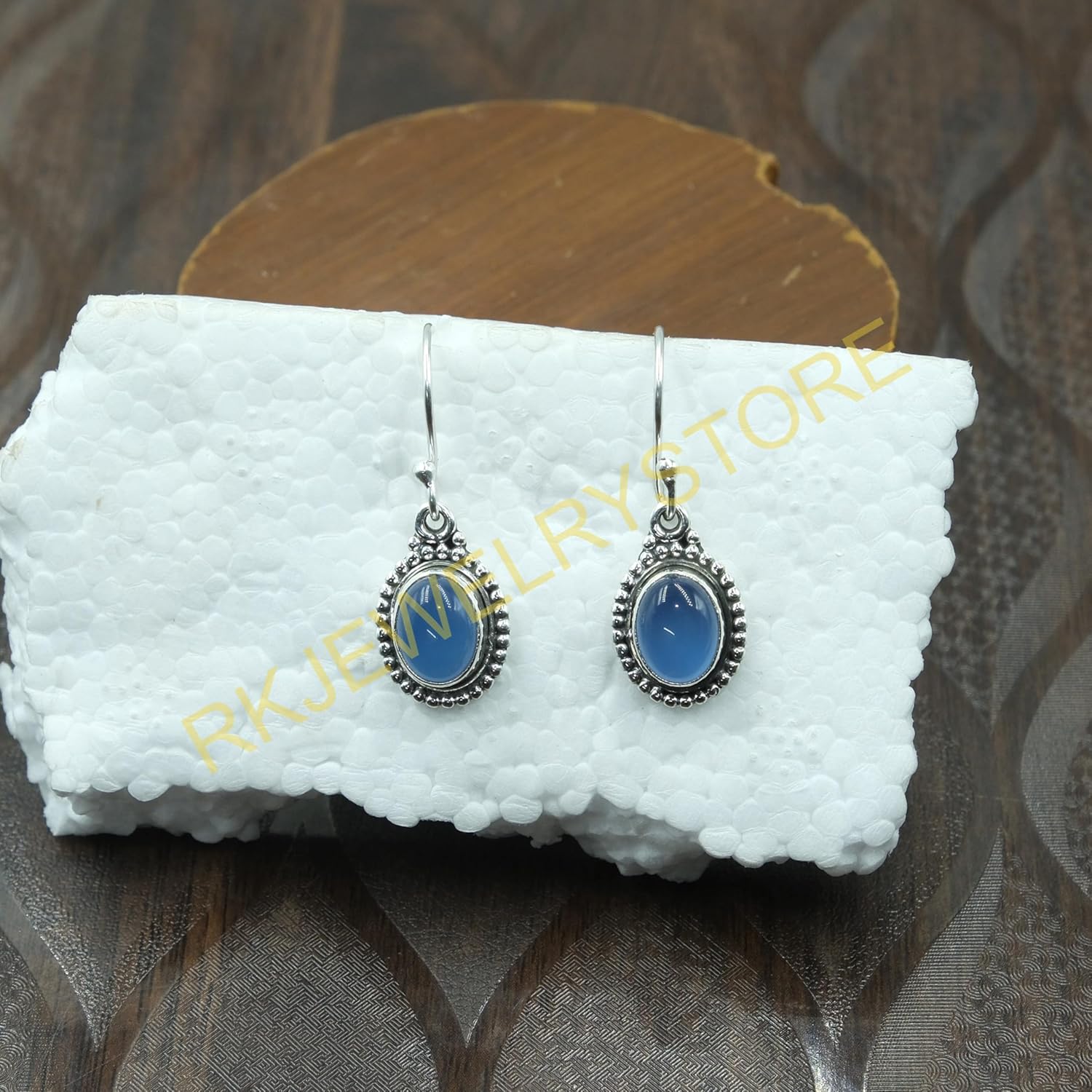 Blue Chalcedony Pure 925 Sterling Silver Handmade Dangle Earrings Chalcedony Jewelry Valentines Day Gift Jewelry For Women - Image 8