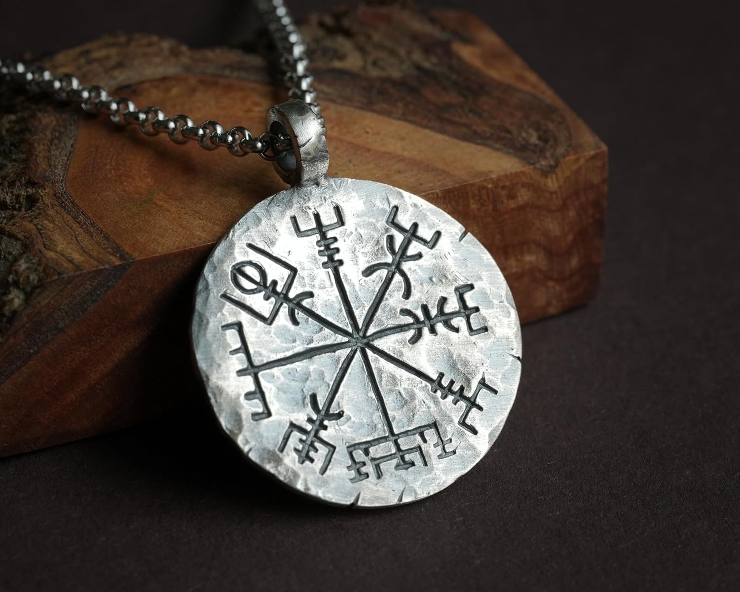 Baldur Jewelry - 999 Pure Silver Viking Compass Necklace Vegvisir Pendant Hand Hammered Norse Jewelry Necklace - Viking Gifts for Men - Viking Jewelry for Men - Viking Necklace - Image 5
