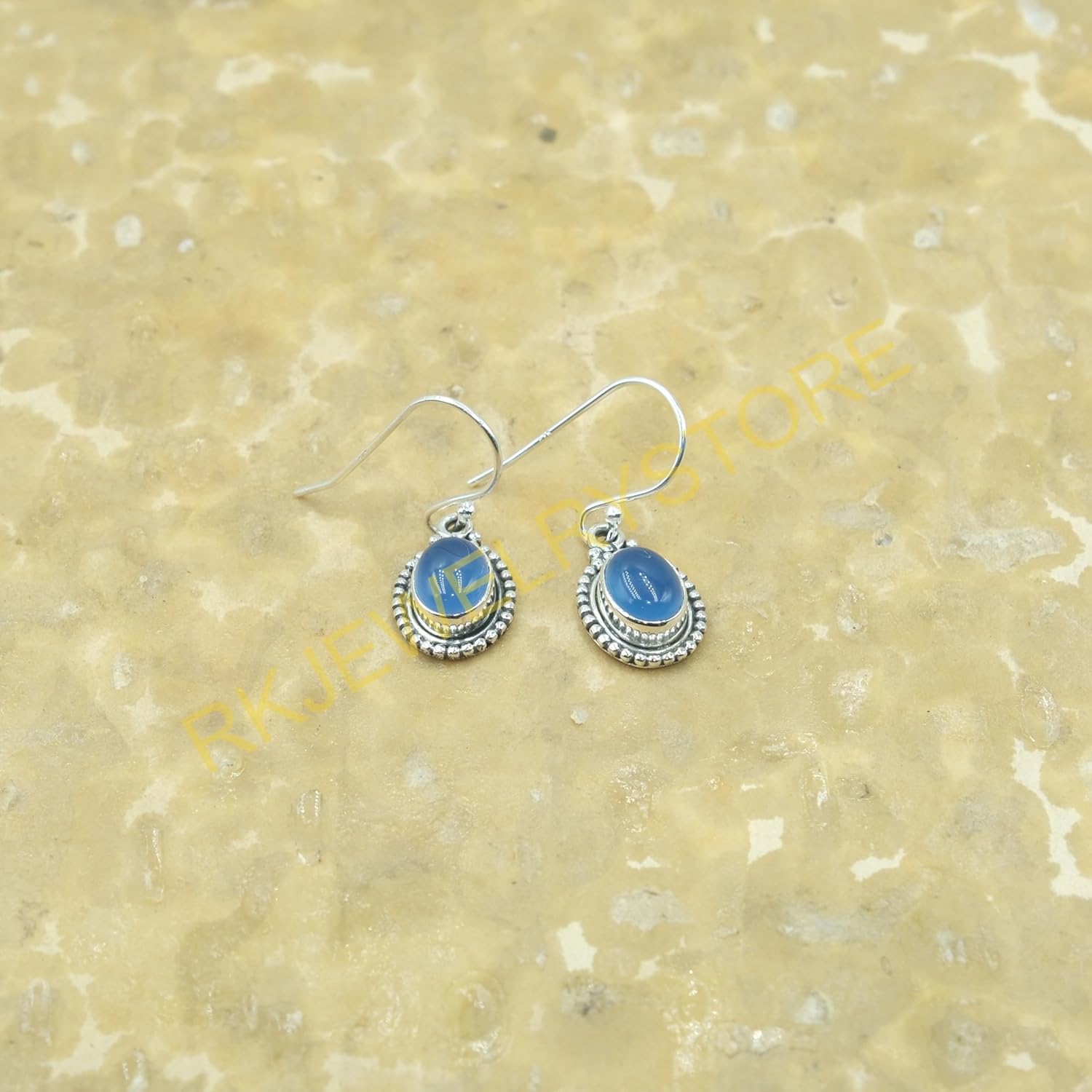 Blue Chalcedony Pure 925 Sterling Silver Handmade Dangle Earrings Chalcedony Jewelry Valentines Day Gift Jewelry For Women - Image 6