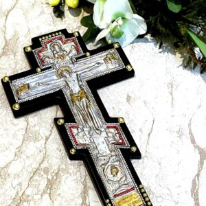 1980 Antique Cross Pure Gold Solid Sterling 925 Orthodox Cross Jesus Christ Cross for wall Antique Crucifix Wall Cross Christian House Warming gifts Original Mount Athos ЦР҃Ь СЛ҃ВЫ 12" One of a KIND