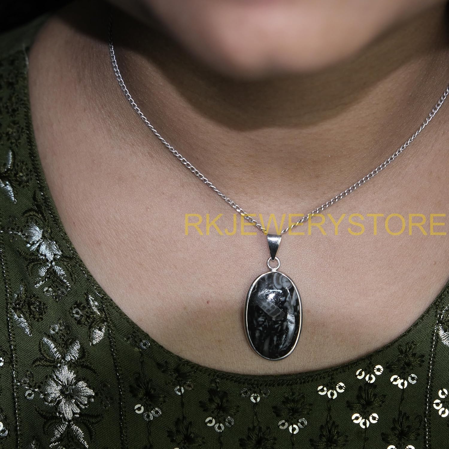 Buffalo Turquoise Gemstone Pendant Pure 925 Sterling Silver Handmade Statement Pendant Necklace Oval Shape Pendant Necklace Gift Jewelry for Men and Women Girlfriend - Image 2