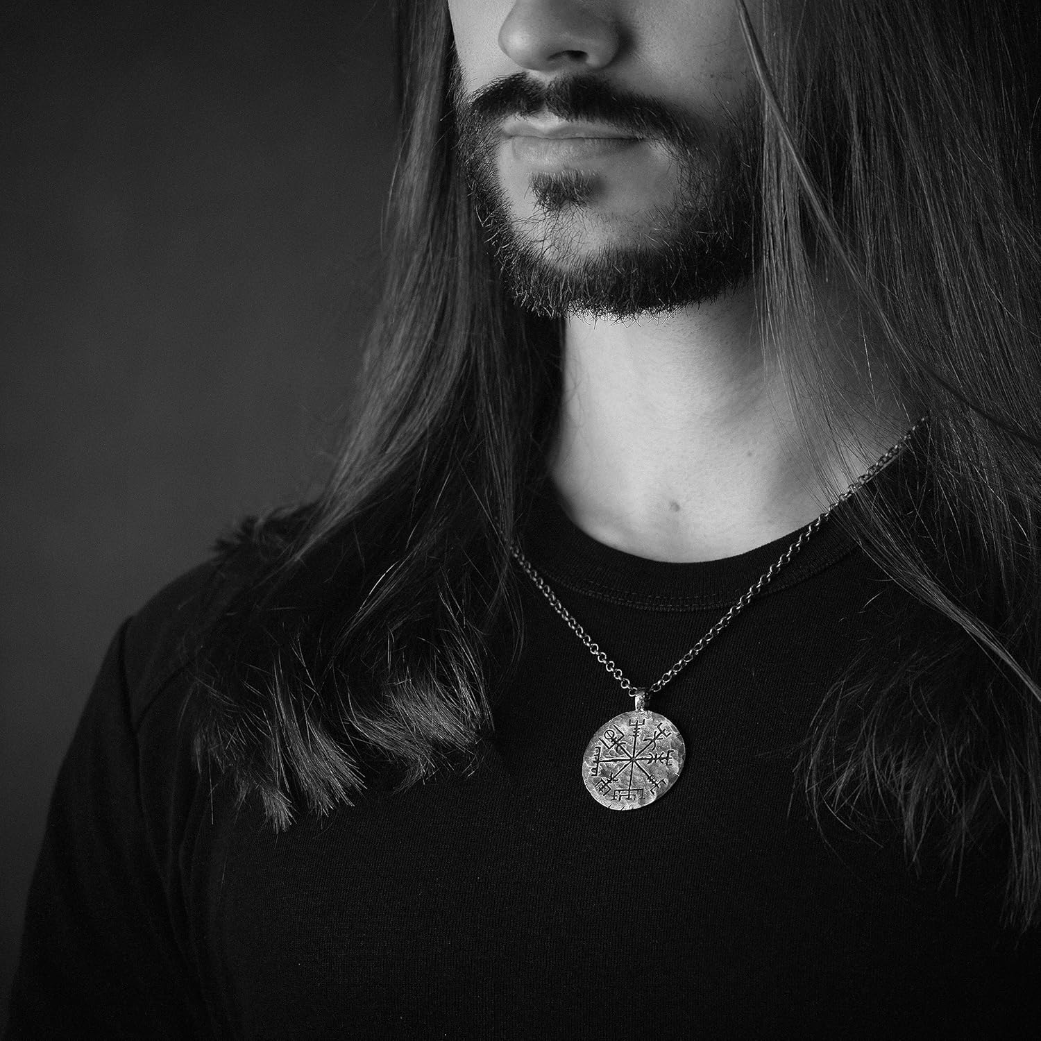 Baldur Jewelry - 999 Pure Silver Viking Compass Necklace Vegvisir Pendant Hand Hammered Norse Jewelry Necklace - Viking Gifts for Men - Viking Jewelry for Men - Viking Necklace - Image 4