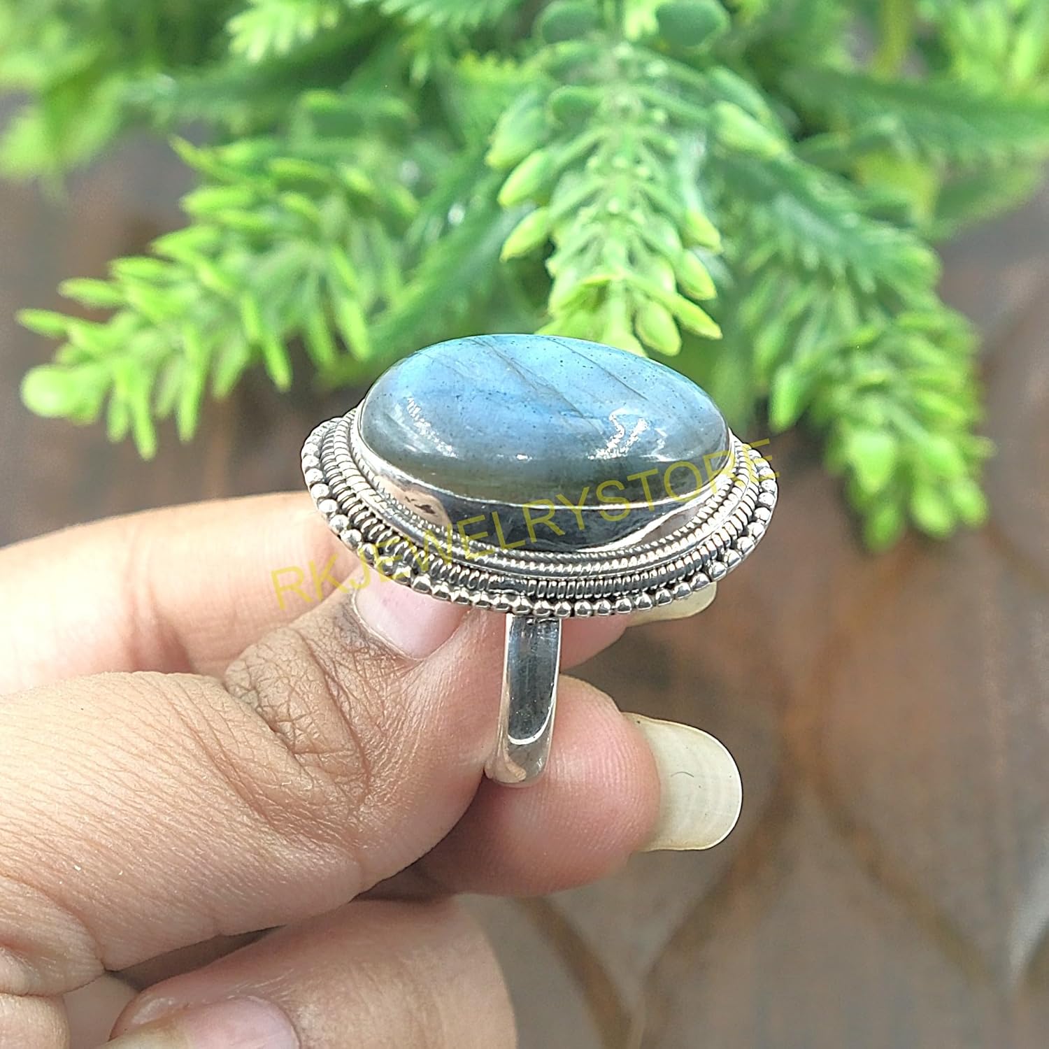 Blue Fire Labradorite Pure 925 Sterling Silver Handmade Ring Bold Statement Vintage Large Stone Ring Labradorite Gift Jewellery For Men And Women (X) - Image 3
