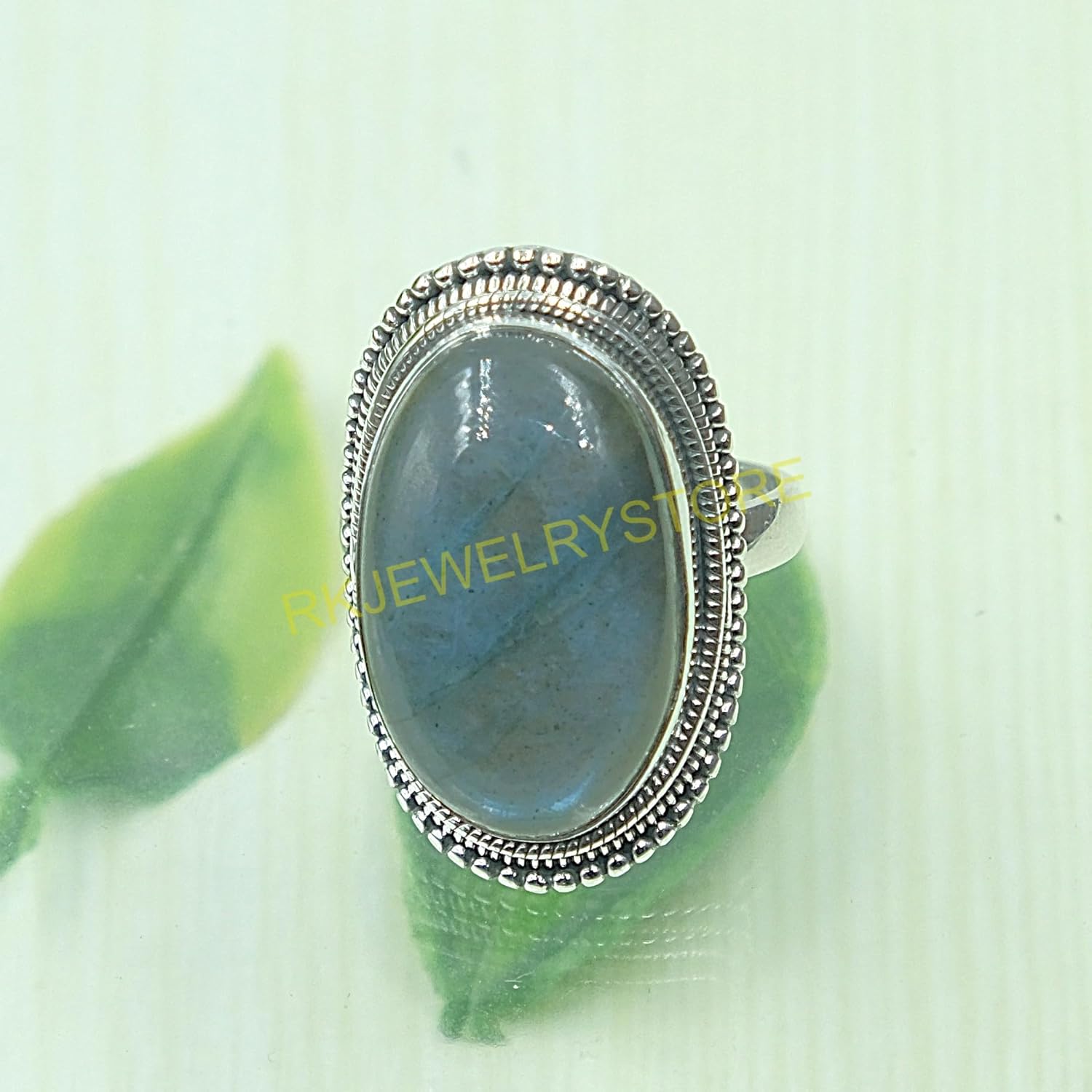 Blue Fire Labradorite Pure 925 Sterling Silver Handmade Ring Bold Statement Vintage Large Stone Ring Labradorite Gift Jewellery For Men And Women (X) - Image 6