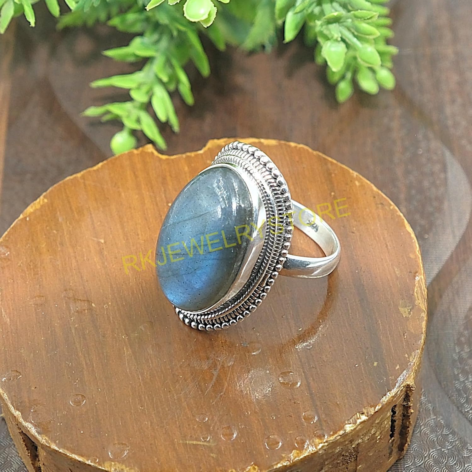 Blue Fire Labradorite Pure 925 Sterling Silver Handmade Ring Bold Statement Vintage Large Stone Ring Labradorite Gift Jewellery For Men And Women (X) - Image 7