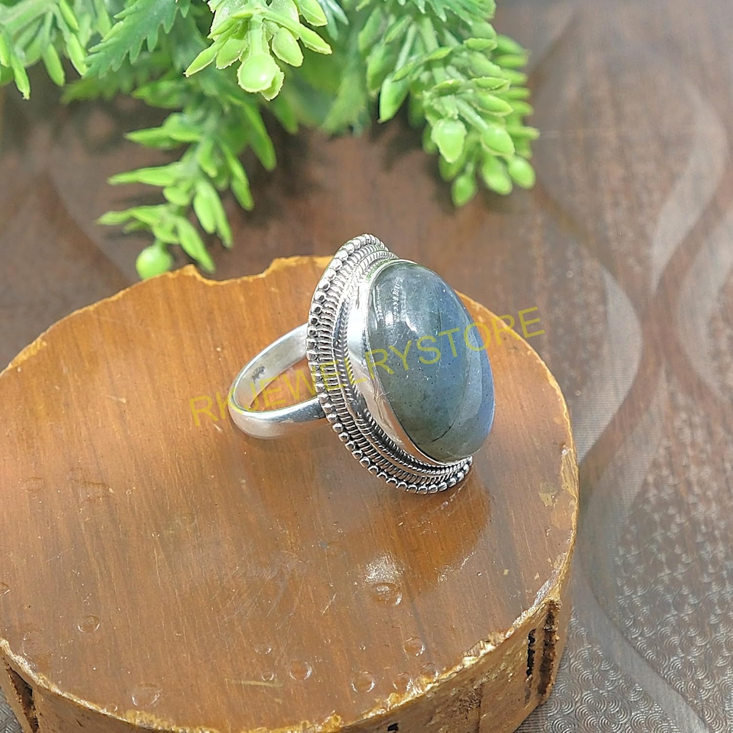 Blue Fire Labradorite Pure 925 Sterling Silver Handmade Ring Bold Statement Vintage Large Stone Ring Labradorite Gift Jewellery For Men And Women (X) - Image 8