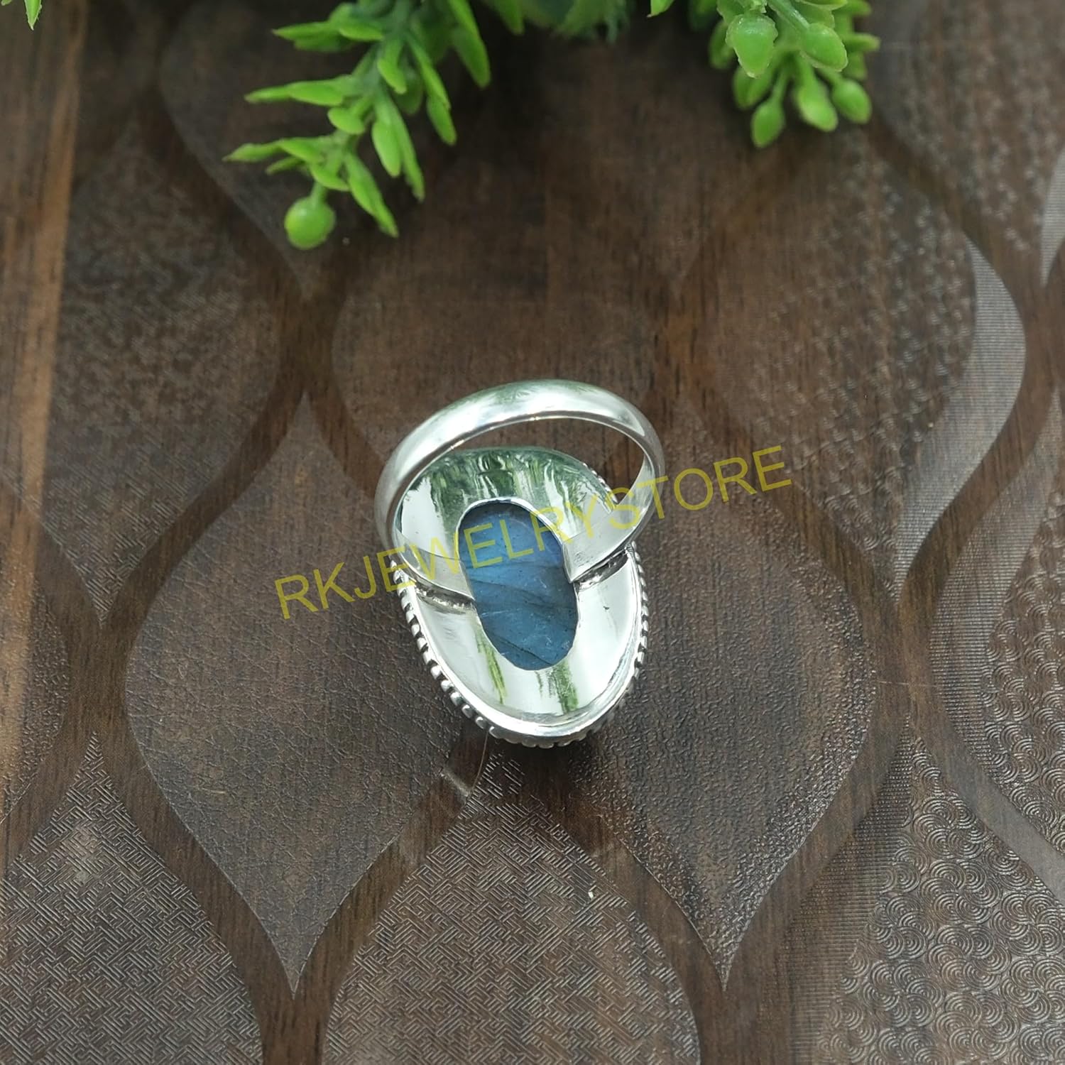 Blue Fire Labradorite Pure 925 Sterling Silver Handmade Ring Bold Statement Vintage Large Stone Ring Labradorite Gift Jewellery For Men And Women (X) - Image 9