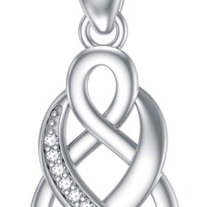 925 Sterling Silver Celtic Knot Good Luck Irish Pendant Necklace with 12 Months Birthstone Jewellery Gifts for Women