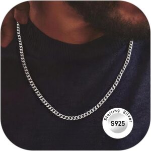ChainsPro Mens Chains 925 Sterling Silver Chain Necklace for Men Women Necklace,Birthday Valentine's Day Gift for friend Dad Father Men,3/5mm Width,18-28 inch(with Gift Box)