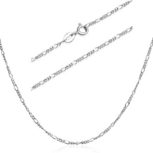 925 Sterling Silver Italian Figaro Chain Necklace 1.5mm Width Thin Chain 14-30 inch