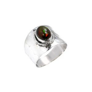 Black Opal Gemstone Pure 925 Sterling Silver Handmade Statement Promsie Ring Jewellery Gift for Her (O)