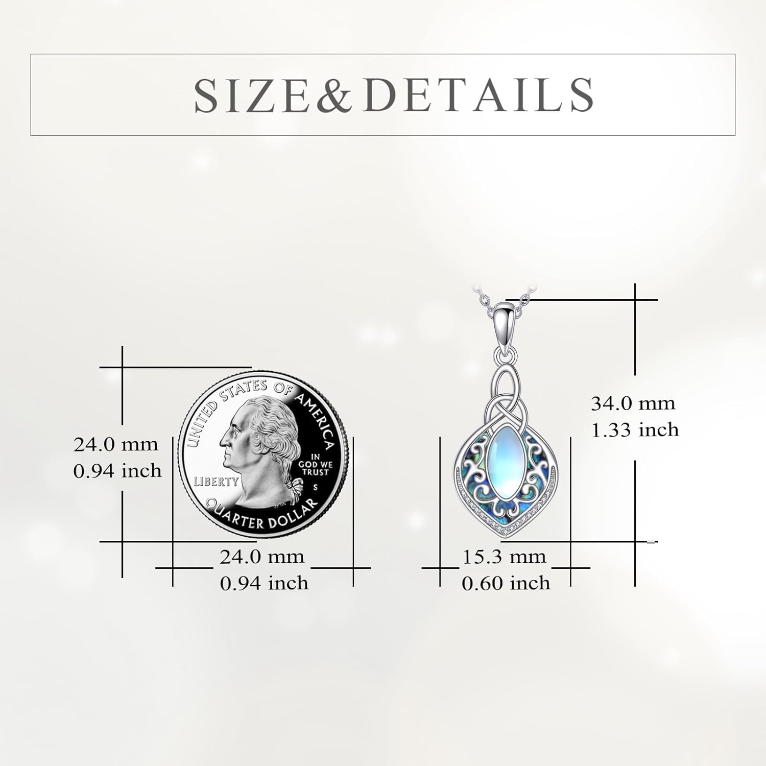 AXELUNA Filigree Moonstone Necklace Sterling Silver Abalone Shell Jewelry Bohemian Irish Celtic Gifts for Women - Image 5