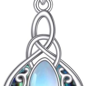 AXELUNA Filigree Moonstone Necklace Sterling Silver Abalone Shell Jewelry Bohemian Irish Celtic Gifts for Women